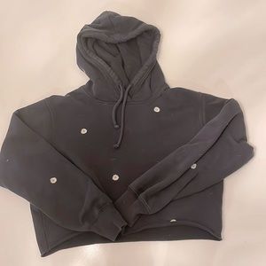 Hollister Cropped Daisy Embroidered Hoodie Size XS